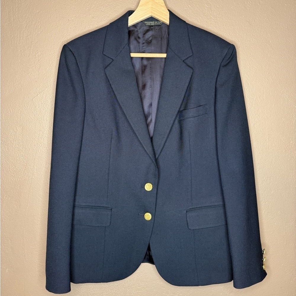 80s York Fair Vintage Wool Classic Navy Blazer and Skirt Set Women's Size 12 - Picture 3 of 16